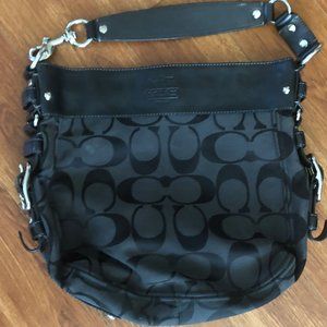 Black Signature Coach Tote Fabric Leather